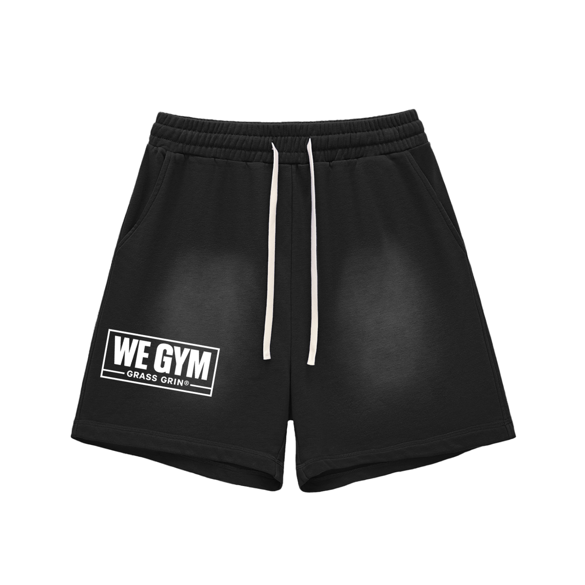 WE GYM-Sun Fade Raw Edge Cotton Shorts