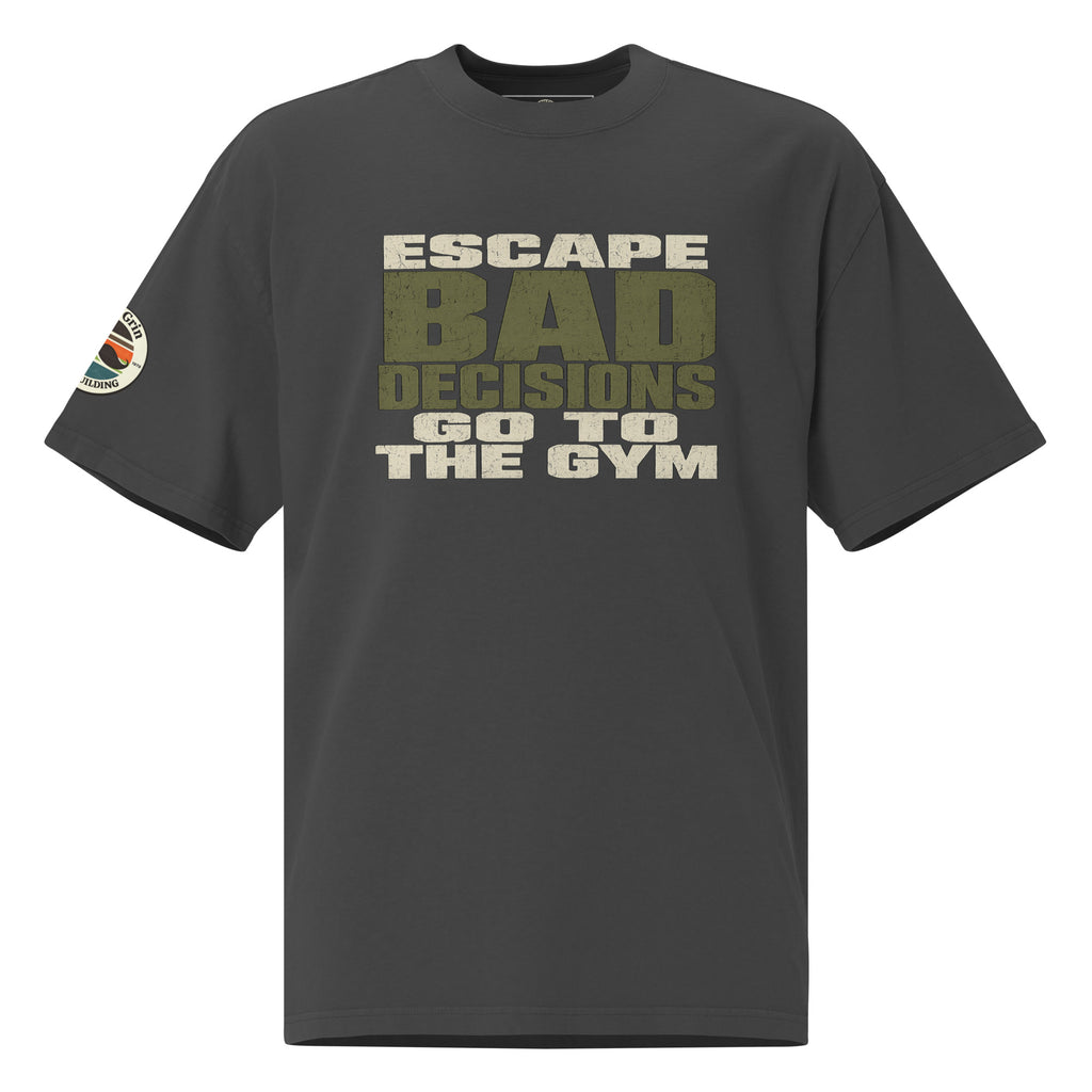 ESCAPE BAD DECISIONS-Oversized faded t-shirt