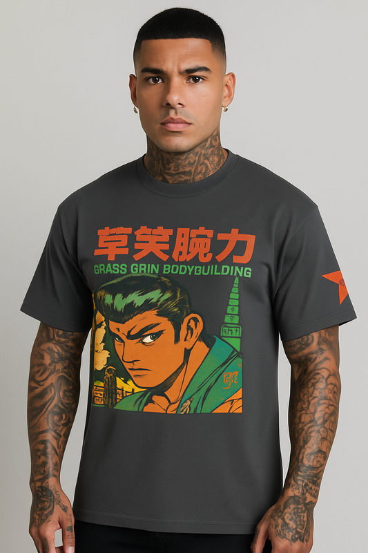 Oversized faded t-shirt-GYM ANIME CITY