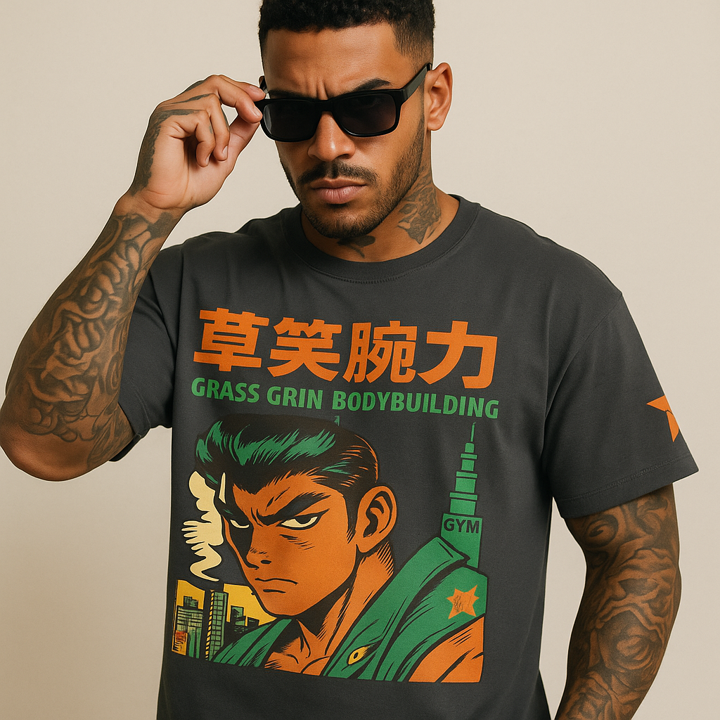 Oversized faded t-shirt-GYM ANIME CITY