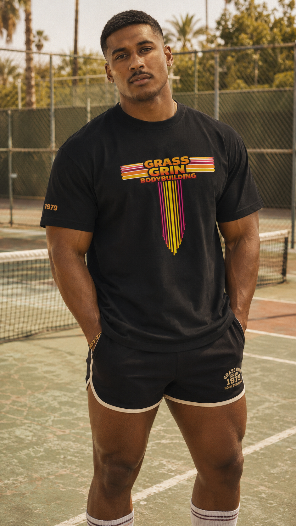 BODYBUILDER DUNK-organic oversized high neck t-shirt