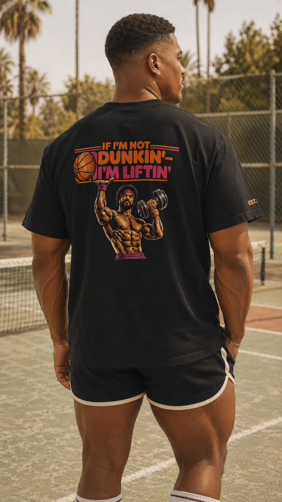BODYBUILDER DUNK-organic oversized high neck t-shirt